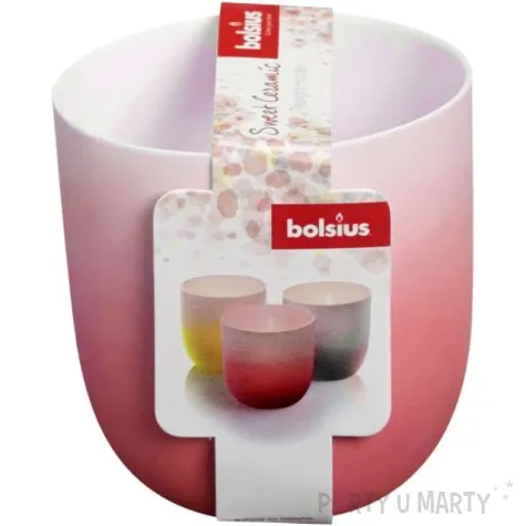 swiecznik ceramic tealight bialo rozowy bolsius 75 70 mm