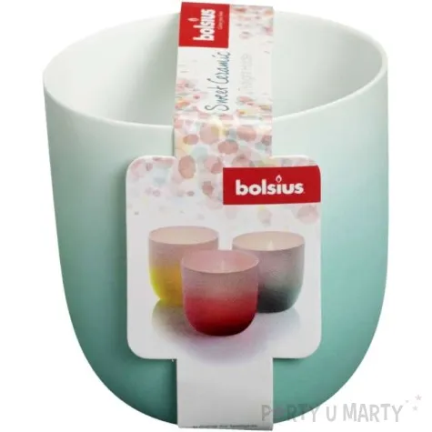 swiecznik ceramic tealight bialo zielony bolsius 75 70 mm