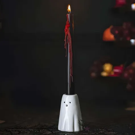 swiecznik halloween duchy bialy partydeco 8 cm 6 szt