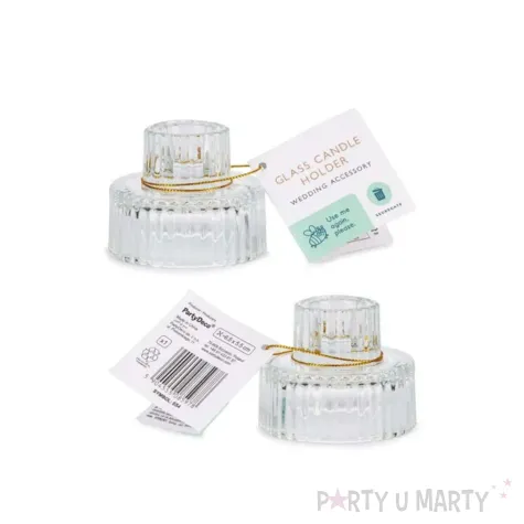 swiecznik szklany 2w1 dekoracja stolu na wesele urodziny komunie swieta 6 5x5 5 cm 4 szt