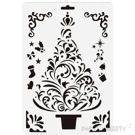 szablon dekoracyjny boze narodzenie wzorzysta choinka aliga 17x26 cm