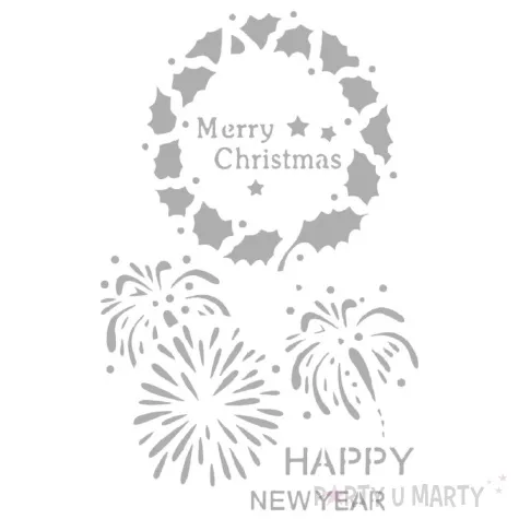 szablon dekoracyjny merry christmas happy new year aliga 17x26 cm