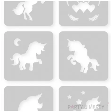 szablony do tatuazy brokatowych zmywalnych jednorozce na urodziny dzien dziecka unicorn 12 szt