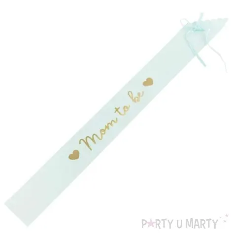 szarfa baby shower boy mom to be niebieska partydeco 75 cm