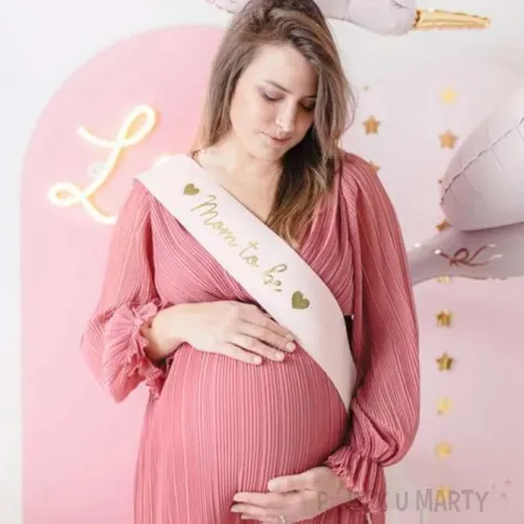 szarfa baby shower girl mom to be rozowa partydeco 75 cm