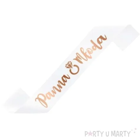 szarfa satynowa panna mloda biala partypal