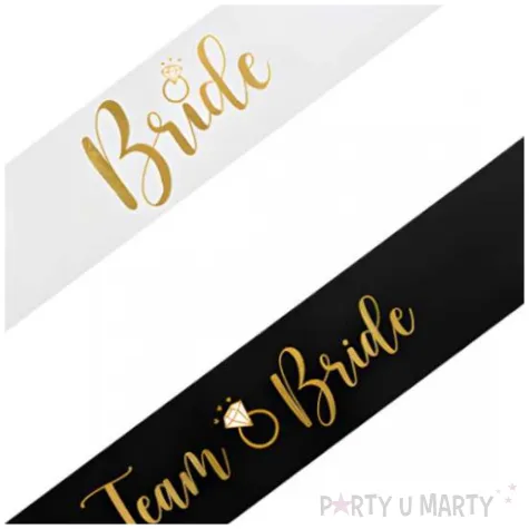 szarfa team bride czarny bialy partydeco 75 cm 6 szt