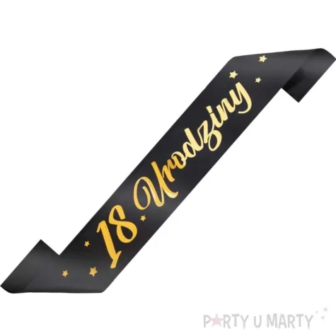 szarfa urodzinowa 18 urodziny czarny partypal 160 cm