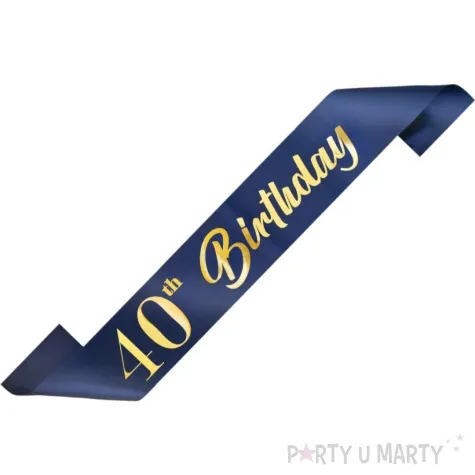 szarfa urodzinowa 40th birthday granatowy partypal 160 cm