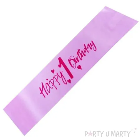 szarfa urodzinowa happy 1 birthday rozowy godan 40 cm