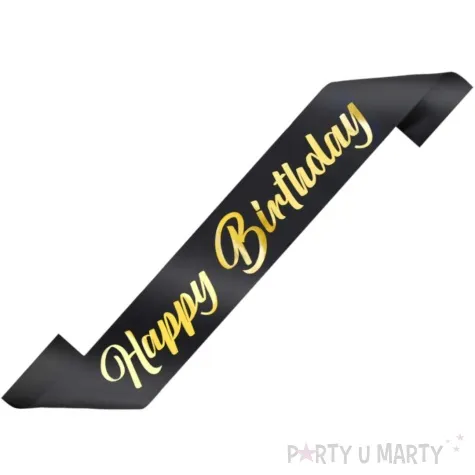 szarfa urodzinowa happy birthday czarna partypal 160 cm