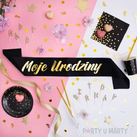 szarfa urodzinowa moje urodziny czarna partypal 160 cm