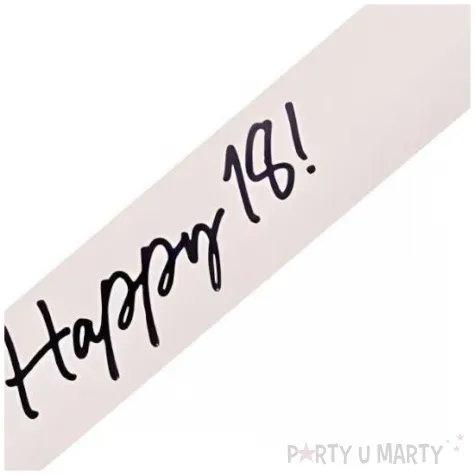 szarfa urodzinowa papierowa dodatek do stroju na 18 urodziny happy 18 kremowa 152 cm