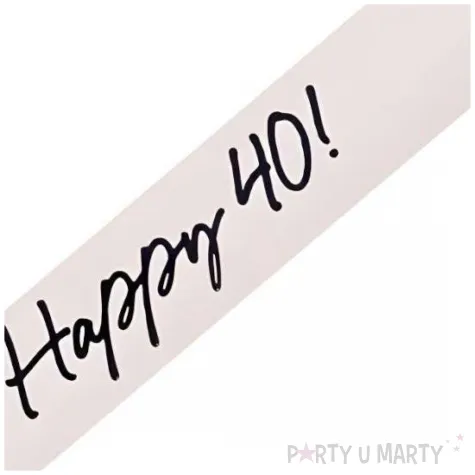 szarfa urodzinowa papierowa dodatek do stroju na 40 urodziny happy 40 kremowa 152 cm