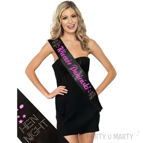 szarfa wieczor panienski hen night czarna