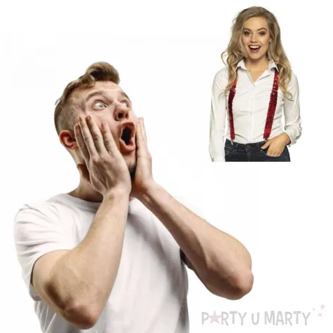 szelki cekinowe czerwone boland