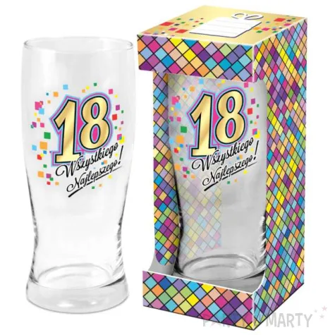 szklanka do piwa 18 urodziny z nadrukiem bgtech 500 ml