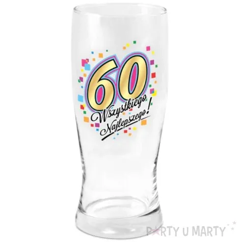 szklanka do piwa 60 urodziny z nadrukiem bgtech 500 ml