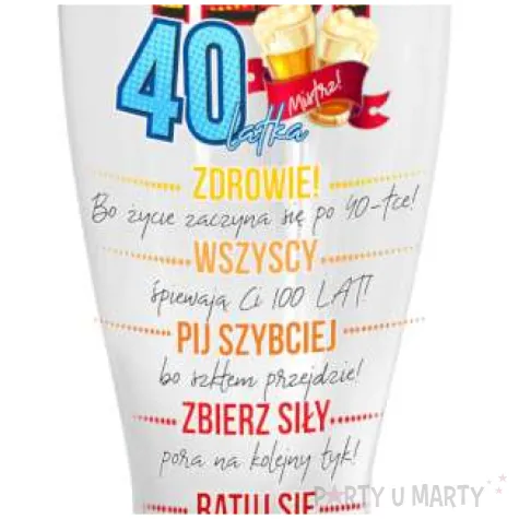 szklanka do piwa test 40 latka z nadrukiem bgtech 1500 ml