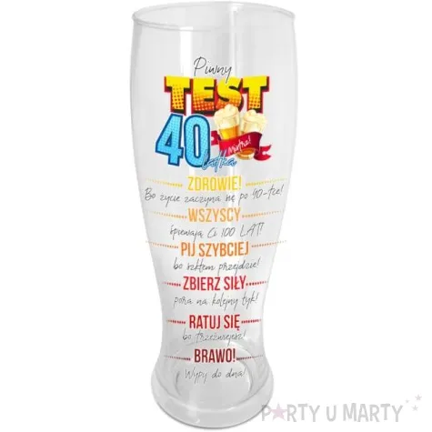 szklanka do piwa test 40 latka z nadrukiem bgtech 1500 ml