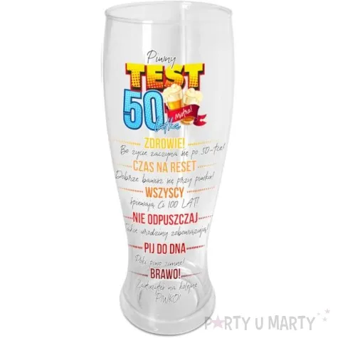 szklanka do piwa test 50 latka z nadrukiem bgtech 1500 ml