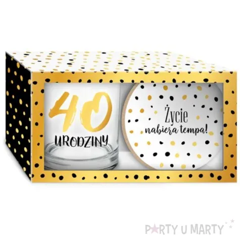 szklanka zlote kropki 40 urodziny z podkladka bgtech 270 ml