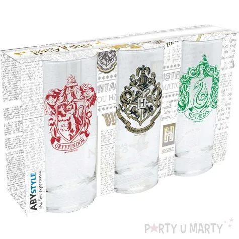 szklanki harry potter gryffindor slytherin hufflepuff abysse 3 szt