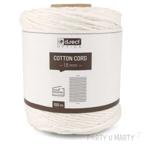 sznurek bawelniany 1 8 mm bialy aliga 100 m