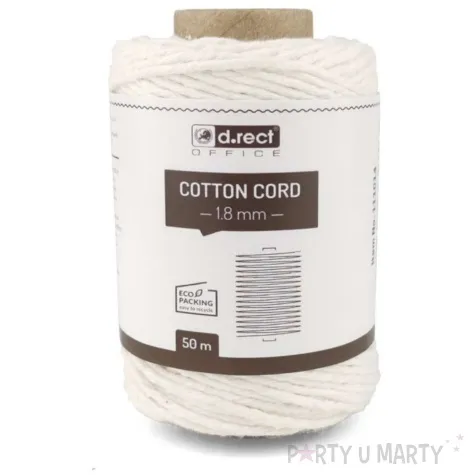 sznurek bawelniany 1 8 mm bialy aliga 50 m