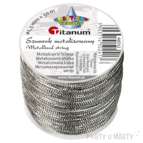sznurek metalizowany srebrny titanum 50m
