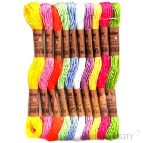 sznurek mulina kolory jaskrawe mix aliga 8 m 10 szt