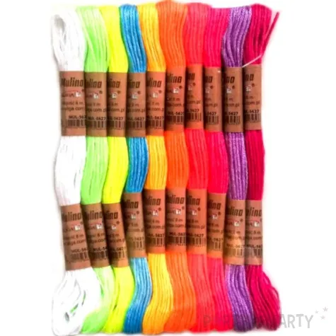 sznurek mulina kolory neonowe mix aliga 8 m 10 szt