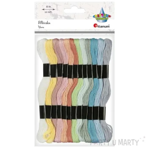 sznurek mulina pastel mix titanum 8 m 12 szt