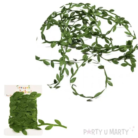 sznurek poliestrowy z listkami zielony aliga 3m