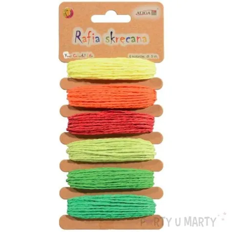 sznurek rafia kolory fluo mix aliga 5 m 6 szt