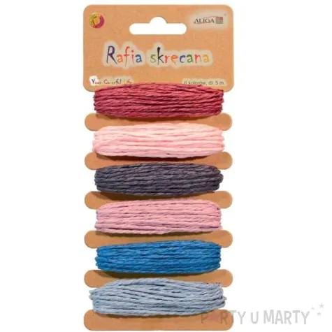 sznurek rafia kolory pastelowe mix aliga 5 m 6 szt