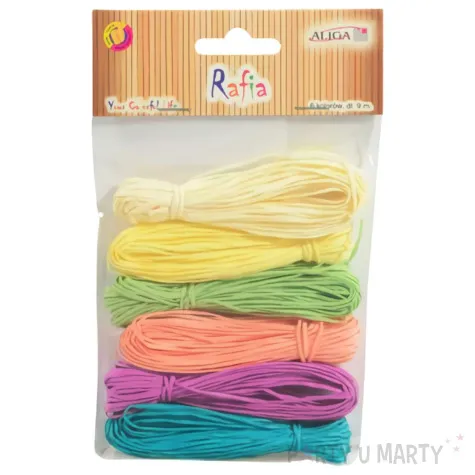 sznurek rafia kolory teczowe mix aliga 9 m 6 szt