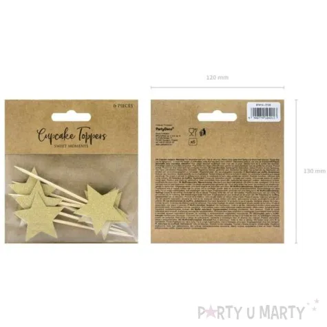 szpilki drewniane gwiazdki zloty partydeco 11 5 cm 6 szt