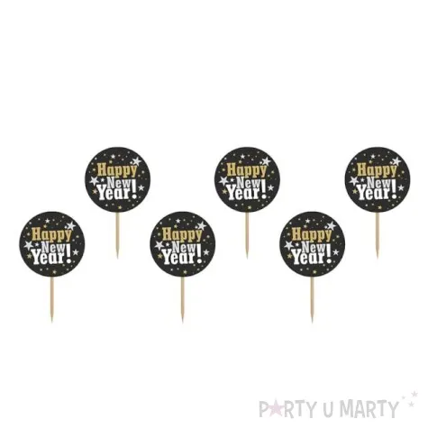 szpilki drewniane happy new year 6 szt