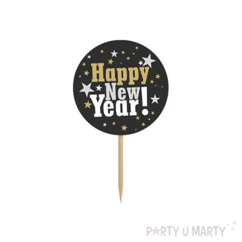 szpilki drewniane happy new year 6 szt