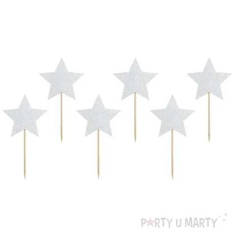 szpilki drewniane jednorozec gwiazdki partydeco 11 5cm 6 szt