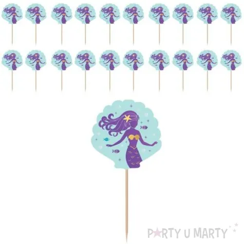 szpilki drewniane mermaid wishes mix amscan 8 8 cm 24 szt