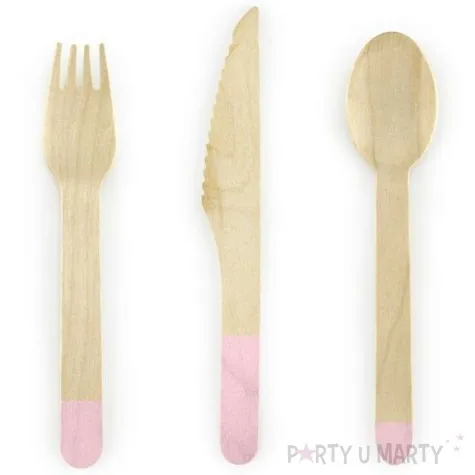 sztucce drewniane classic rozowe jasne 16 cm 18 szt