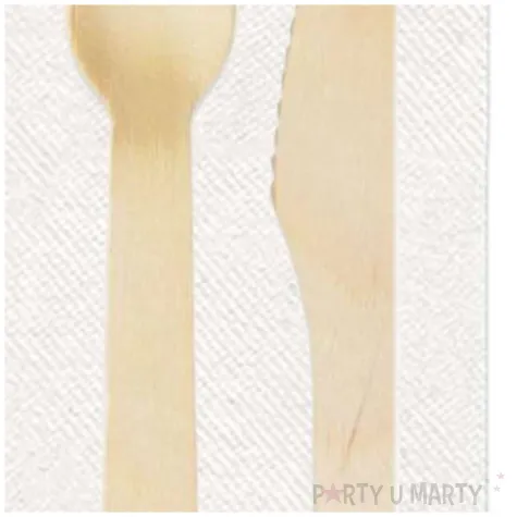 sztucce drewniane eko noz i widelec z serwetka godan 3 szt