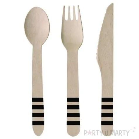 sztucce drewniane kicker partz czarne 16 cm 24 szt