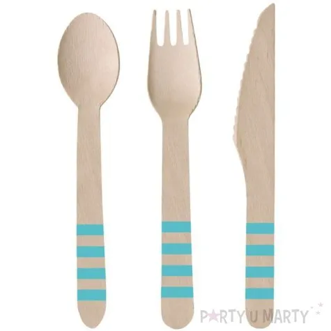 sztucce drewniane pineapple vibes turkusowe 16 cm 24 szt