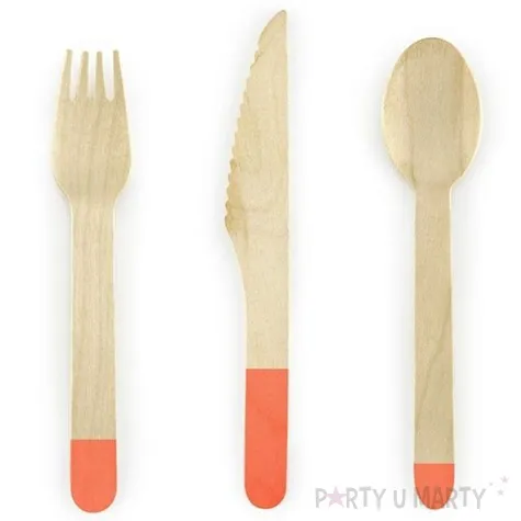 sztucce drewniane summer time pomaranczowe 16 cm 18 szt