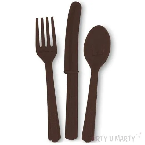 sztucce plastikowe classic brazowe 18 szt