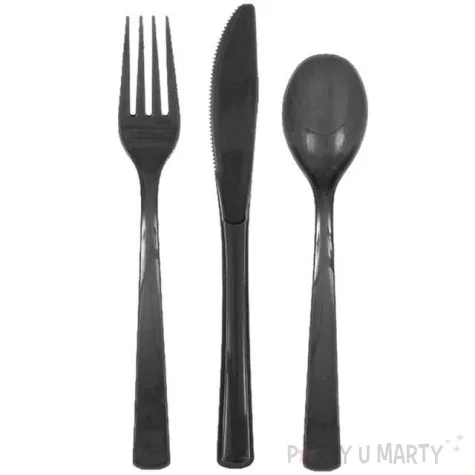 sztucce plastikowe classic czarne 18 szt