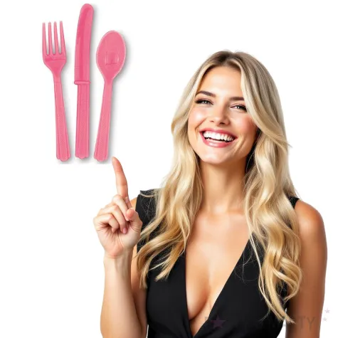 sztucce plastikowe classic rozowe unique 18 szt